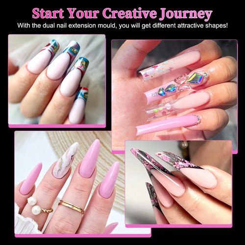 BOMOQING Dual Forms for Poly Nail Gel, 144PCS Dual Nail Forms Molds, Acrylic Full Cover False Nail Tips, 12 Styles 12 Sizes Scale for Manicure Extension