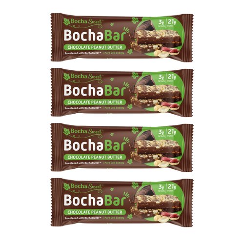 BochaSweet Keto Protein Bar, Chocolate Peanut Butter BochaBar, 21g Grass Fed Collagen, Low Carb, Keto-Friendly, Gluten Free, 4 Count