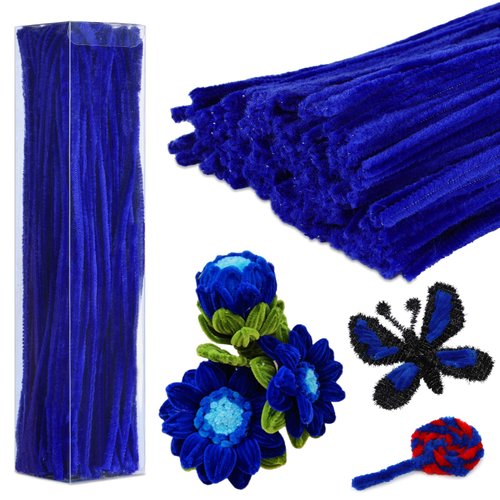 Iuuidu 200PCS Pipe Cleaners, Royal Blue Pipe Cleaners Chenille Stem, Fuzzy Sticks Pipe Cleaners Craft Supplies for DIY Arts Crafts Project