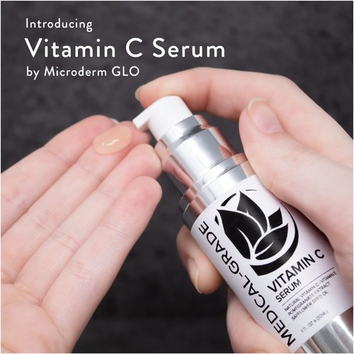 Microderm GLO - Vitamin C Serum, Professional Brightening Facial Skin Serum, with Advanced Collagen Boosting Anti-Aging Vitamin C & E, to Help Skin Look More Firm, Even Textured, and Radiant, 1 Oz
