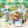 Avezano Safari Happy Birthday Banner Jungle Animals Happy Birthday Backdrop Jungle Animal Theme Birthday Party Decorations Safari Happy Birthday Party Supplies 70.8 x 43.3 Inch