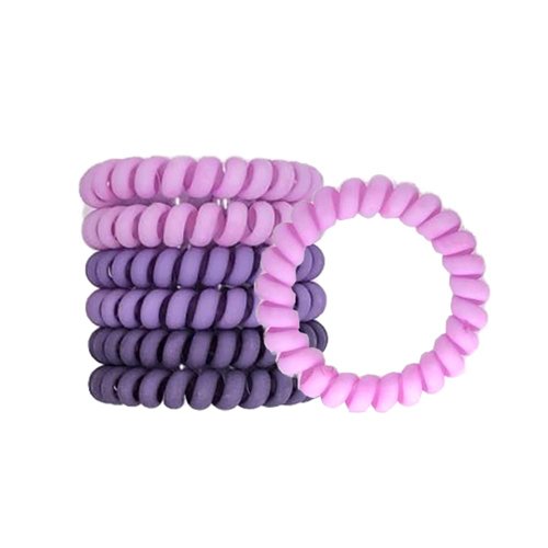 ZHOUMEIWENSP 6 Pcs Spiral Hair Ties, Purple Matte Hair Ties Plastic Phone Cord Hair Bands Ponytail Holder Coil Hair Ties for Any Kinds of Hair , Hair Styling Accessories ( Matte Candy Purple Colors) (Purple)