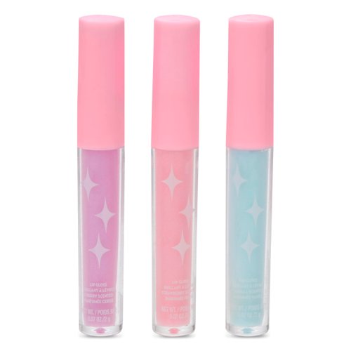 iscream Sparkle & Shine 3-piece Pastel Lip Gloss Set with Cherry, Vanilla & Strawberry Scents