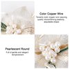 Mistofu DIY Copper Wire Metal Hand Woven Wedding Hair Accessories 3.93inch High-level design Barrettes Elegant Gifts for Women Girls (White gradient double flower)