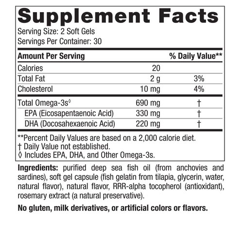 Nordic Naturals Omega-3 in Fish Gelatin, Lemon Flavor - 60 Fish Gels - 690 mg Omega-3 - Fish Oil - EPA & DHA - Immune Support, Brain & Heart Health, Optimal Wellness - Non-GMO - 30 Servings