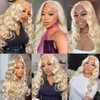Synthetic Lace Front Wig 613 Blonde Wig Long Body Wave Synthetic Wigs for Women Transparent Lace Wig with Baby Hair 180% Density Daily Wear Wig 30 inch
