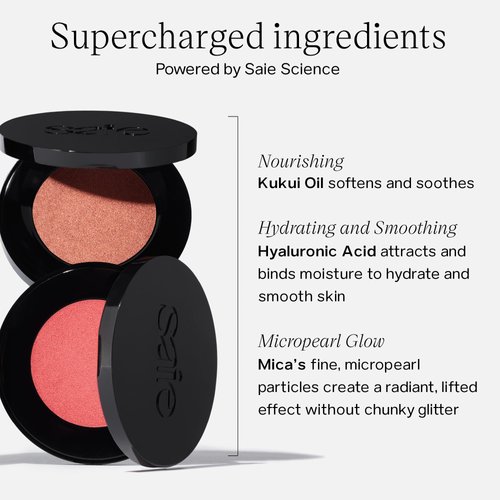 Saie Glow Sculpt Multi-Use Highlighter + Cream Blush - Lightweight with Hyaluronic Acid + Micropearl for Radiant, Glowing Skin - Quartzglow (.02 oz)
