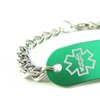 My Identity Doctor - Custom Engraved Medical ID Bracelet - Aluminum, Steel Curb Chain - Green - Wrist Size 5 Inch