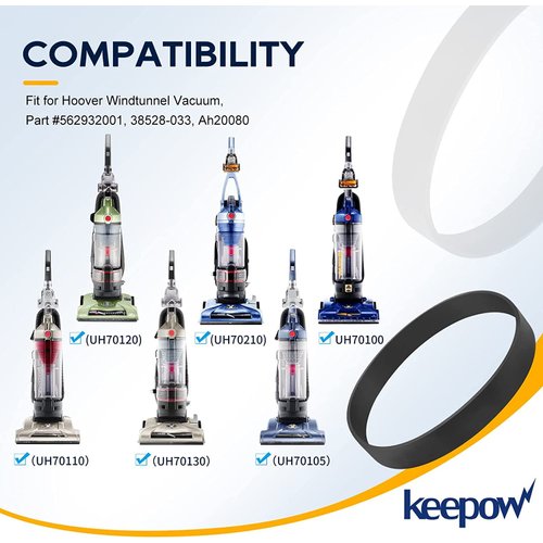 KEEPOW Vacuum Belt for Hoover, 562932001 Vacuum Belt for Hoover Windtunnel Vacuum Cleaner, Replace Part #562932001#38528-033#Ah20080 (4 Pack)