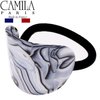 Camila Paris CP2966 French Hair Ponytail Holders Ties, Oval, Handmade, Gray, Strong Hold Grip Elastic Band Hair Clips for Women, No Slip Soft Flexible Styling Girls Hair Accessories, Made in France