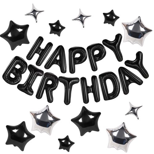 CANREVEL Happy Birthday Banner 13pcs 16 Inch Mylar Foil Letters with 12pcs Star Balloons Birthday...