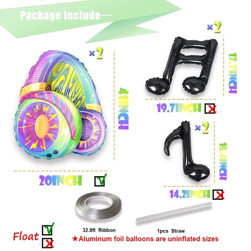 CYMYLAR 6 Pcs Music Themed Party Decor Headset Music Note Black Foil Balloons Music Party Supplies for 80s 90s Hip Hop Disco Fever Concert Band Bar Stage Music Birthday Party DJ Short Video Party