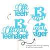 1 PCS 13 Official Teenager Cake Topper Glitter 13th Birthday Cake Pick Decorations for Teen 13th Birthday Party Supplies Blue