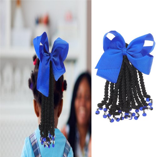 Baluue Kids Ponytail Extension with Beads Ponytail Braids Hair Extensions with Bows, Hair Extensi...