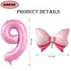 40 inch Number 9 Balloon with Bow Pink Happy Birthday Jumbo Number Balloon for Girls Daughter Birthday Decorations Party Supplies (Number 9)
