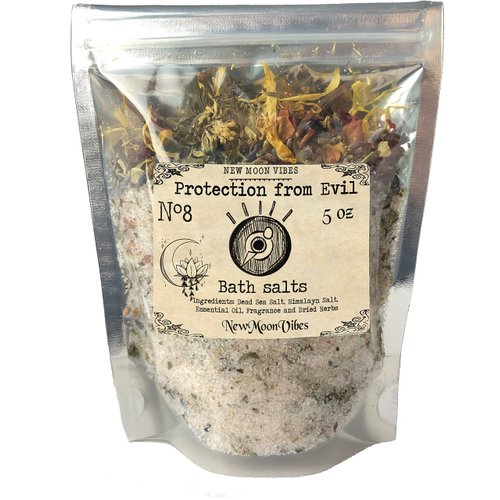 Protection from Evil Essential Oils Herbal Spell Ritual Bath Salts with Real Herbs Botanicals Infused Protect from Jealousy Gossip Forces Calming Create Peaceful Positive Space