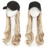 S-noilite 16" Baseball Cap with Hair Baseball Hats with Hair Attached Curly Wavy Cap Wig with Hair Extensions Adjustable Culry Baseball Hat Wig for Women (16" -Curly, Sandy Blonde & Bleach Blonde)