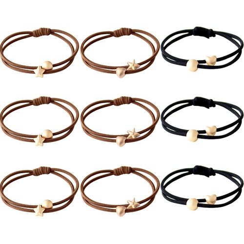 UaiUya 9pcs Elastic Hair Ties Bracelets Small Gold Bead Hair Tie,Simple,Elasticity Classic and Elegant,Reliable quality, Light weight