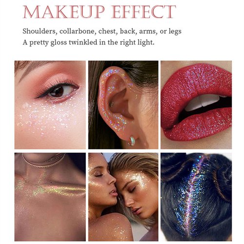 Go Ho Chameleon Gold Body Glitter Gel for Face Body Eye Lip Hair and Nails - Holographic Long Lasting Chunky Sequins Glitters,Reflective Glitter Gel,Festival Rave Accessories