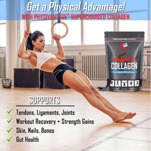 PhysiVantage Supercharged Collagen Powder with Vitamin C + BCAAs Advanced Formula for Tendon, Ligament, Joint Health + Skin Quality - Best Hydrolyzed Collagen Peptides, 16oz Bag (Unflavored)