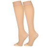 Truform 30-40 mmHg Compression Stockings for Men and Women, Knee High Length, Dot-Top, Open Toe, Beige, Small
