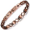 RainSo Womens Heart Design Pure Copper Magnetic Bracelets Adjustable with 3 Smarter Buckle and Gift Box (copepr)