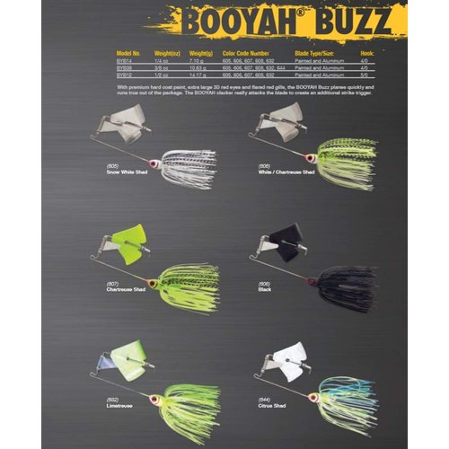 BOOYAH Buzz Buzzbait Bass Fishing Lure, White/Chartreuse Shad, 1/2 oz