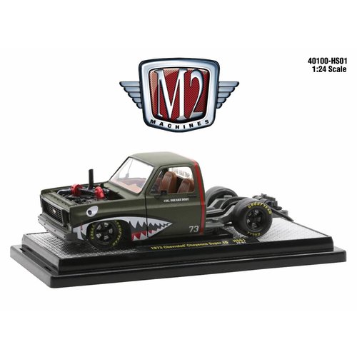 1:24 Scale Diecast Model Car for 1973 Chevy Cheyenne Super 10 SQUAREBODY Custom Bedless 40100-HS01 by M2 Machines