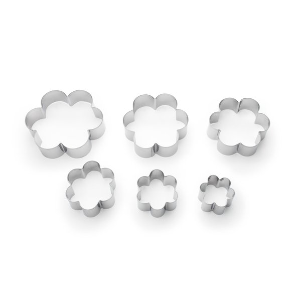 Fox Run Flower Cookie cutters, 6 piece, Metallic,3621