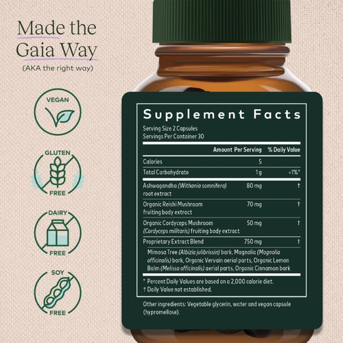 Gaia Herbs Adrenal Health Nightly Restore - Herbal Supplement with Ashwagandha, Magnolia Bark, Cordyceps, Lemon Balm, and More - 120 Vegan Liquid Phyto-Capsules (60 Servings)