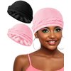 BEACE Silk Satin Lined Pre-Tied Turban Durag Head Wrap for Men & Women, Halo Turban Skull Cap Bonnet Hair Cover for Sleeping