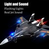 QIAONIUNIU Toy Airplane Model Planes Alloy Pull Back Fighter for Boys with Flashing Lights, Real Jet Sound (Black)