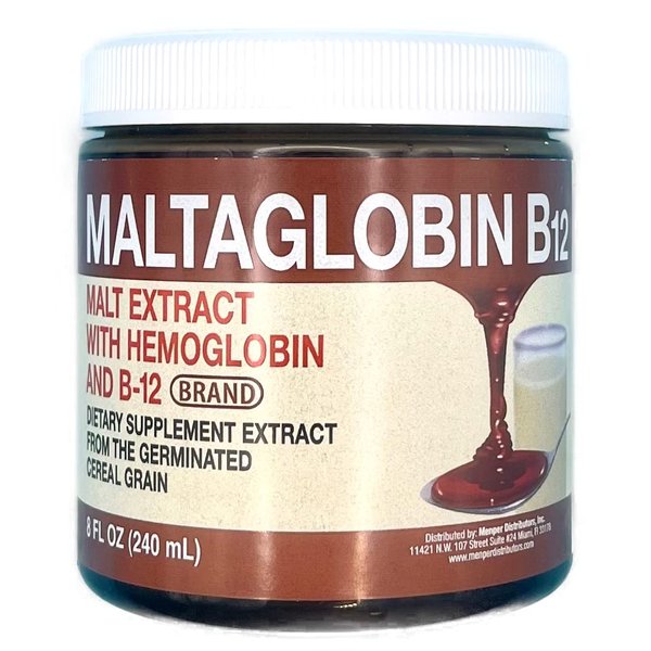 Maltaglobin B12, Malt Extract with Hemoglobin and B12, Immune System Support, Vitality Booster (8 Fl Oz/Pack of 1)