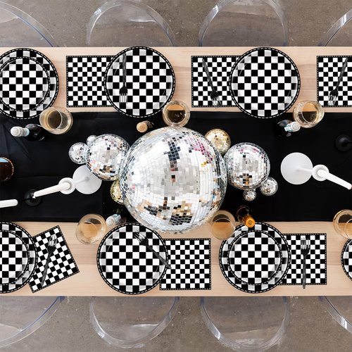 96 Pcs Checkered Plates and Napkins Party Supplies Racing Party Favors Race Car Birthday Decorations Checkered Flag Party Supplies