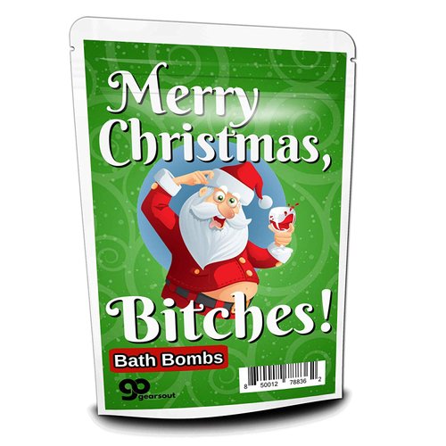 Merry Christmas Btches Bath Bombs - Funny Bath Gift for Women and Men - Handcrafted, Black Cherry Scent, Made in America, 2 Count