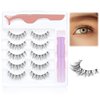 Obeyalash 5 Pairs False Eyelashes Natural Fake Eye Lashes Clear Band Natural Look Wispy Eyelashes with Eyelash Adhesive