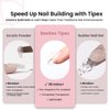 Beetles Tipex Instant Apex Nail Tips,180Pcs Pre-Building & Pre-Etched Gel Nail Tips Short Square Thicker Acrylic Nails Strong Full Cover False Nail Extension Building Gel Press-on Nails for Flat Nails