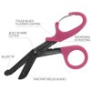 2 Pack Trauma Shears, 5.8 Inch Stainless Steel Medical Scissors, Bandage Scissors with Carabiner, Nursing Scissors Surgical Scissors for Nurses, Doctors, Nursing Students, EMT and EMS(Black+Burgundy)