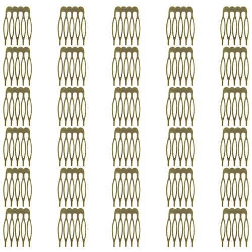 30Pcs 5 Teeth Small Hair Side Combs Hair Comb Clip Metal Small Tiny Side Hair Combs Plain Blank Crafting DIY Slide Combs Bridal Wedding Veil Combs for Women Decorative Jewelry Making (Ancient Cyan)