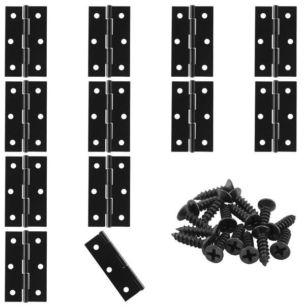 Murtenze 12 Pack 2.5 Inch Door Hinge Cabinet Hinge,Black Butt Hinges Ball Bearing Hinges Window Hinges Outdoor Hinges with Mounting Screws