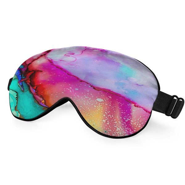 NOHSHE Abstract Marble Silk Eye Mask Sleep Mask Fluid Colorful Painting Artwork Texture Eye Mask with Adjustable Strap Lightweight for Women Work Travel Night Sleep