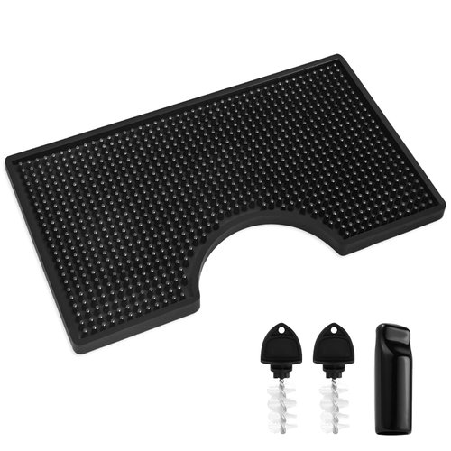 Dbgogo Non-Slip Beer Drip Tray Mat, 4.5'' Draft Beer Tower Flange Cutout Soft PVC Kegerator Surface Mount Beverage Bar Drip Tray