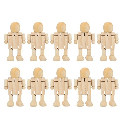 ZPSHYD Wooden Robot Figure, 10PCS Unfinished Wooden Robot Wood People Shapes Figures for DIY Painting Arts Crafts Gift for Children