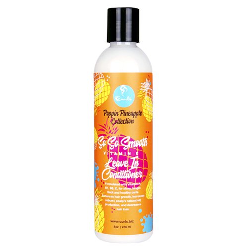 Curls Poppin Pineapple So So Smooth Vitamin C Leave In Conditioner - Conditions & Softens Hair - For Wavy, Curly, and Coily Hair Types, 8 Ounces