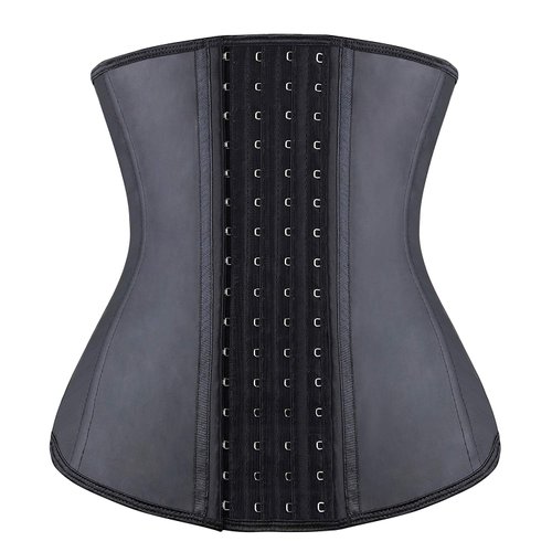 YIANNA Long Torso Waist Trainer for Women Latex Underbust Waist Corsets Cincher Hourglass Body Shaper 4 Row Hooks, (Size S, Black)
