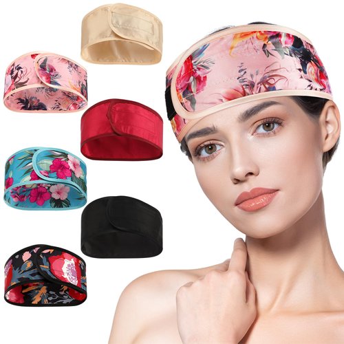 Eurzom 6 Pieces Satin Head Wrap Adjustable Hair Wraps for Sleeping Nonslip Satin Sleeper Hair Wrap Headbands for Women Night