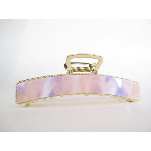 Generic Long gold metal and lavender purple pink marbled acrylic hair claw clip