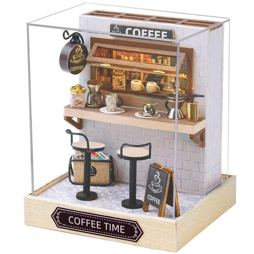 Lannso DIY Dollhouse Miniature Kit, Doll House Kit with Dust Proof Cover, Mini Handmade Wooden Dollhouse Toys for Adult Gift(QT48)