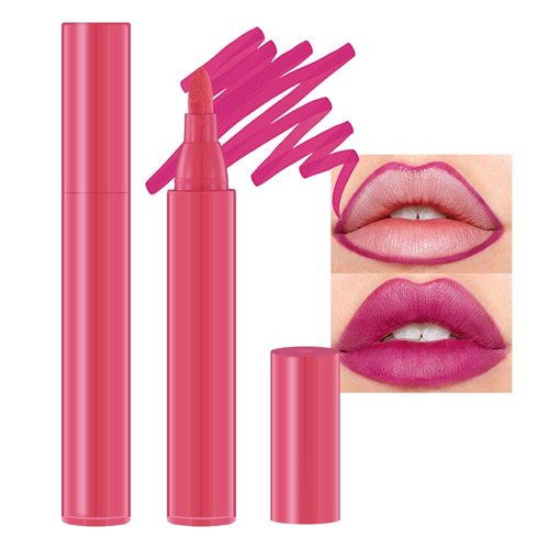 BINGBRUSH 2Pcs Bright Vivid Color Lip Tint Pencil, Moisturizing,Long-wear,Non-sticky,Lightweight Lip Stains Liquid Lipstick Rouge Lip Gloss Girls Women Gift Set (2Pcs 02# Rose Red)