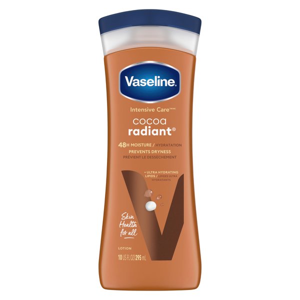 Vaseline Intensive Care Body Lotion Cocoa Radiant for Dry Skin Lotion Made with Ultra-Hydrating Lipids and Pure Cocoa Butter for a Long-Lasting, Radiant Glow 10 oz